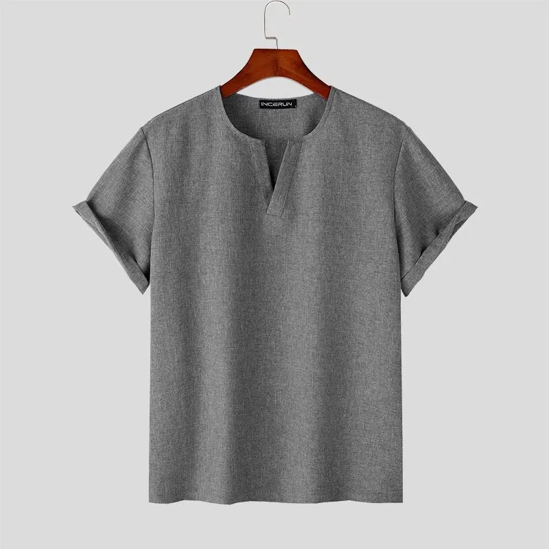 2023 Men's Casual V Neck Tee Streetwear Camisetas