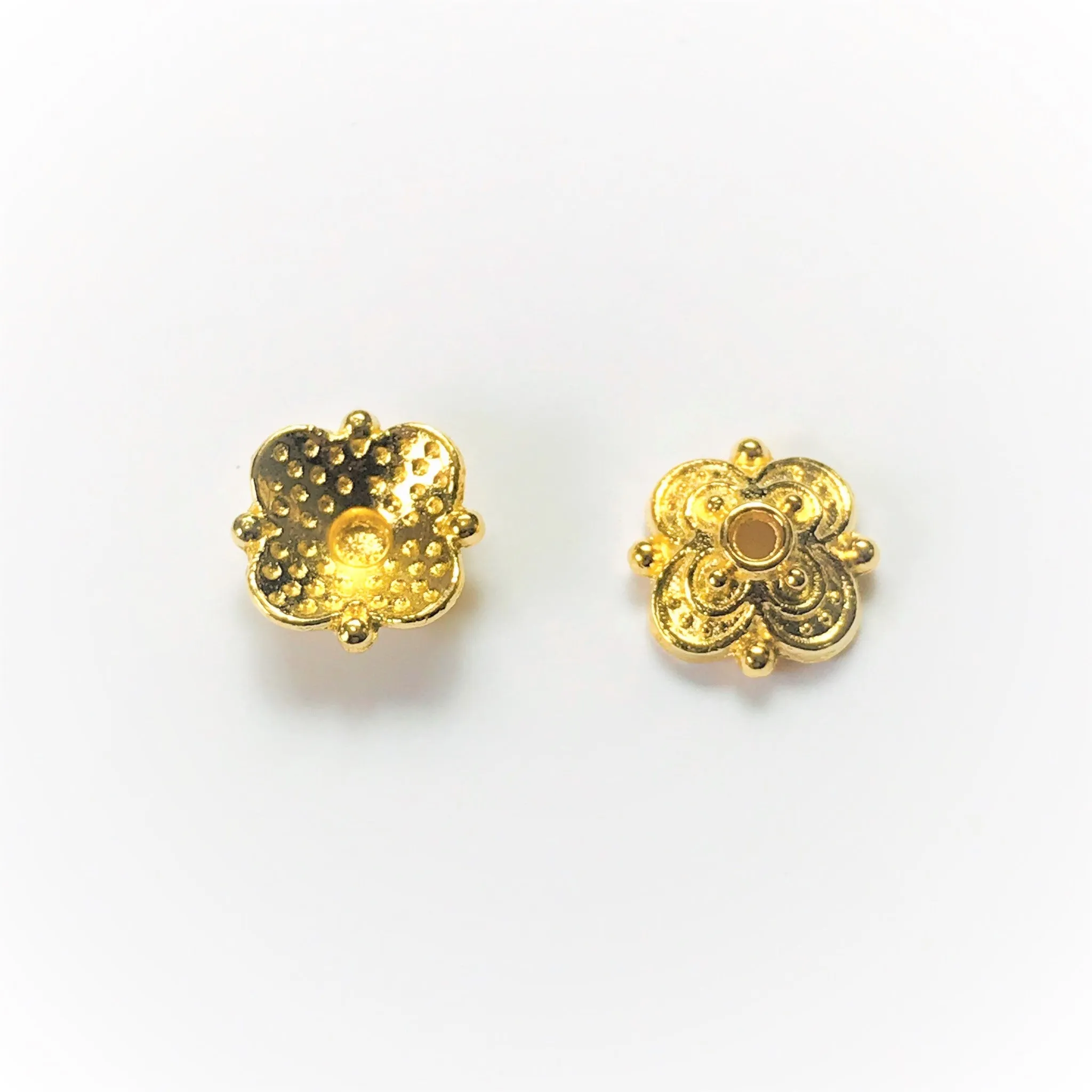 Gold Plated 4-Petal Bead Cap 10x3.5mm (50 pcs)