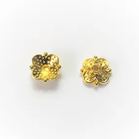 Gold Plated 4-Petal Bead Cap 10x3.5mm (50 pcs)