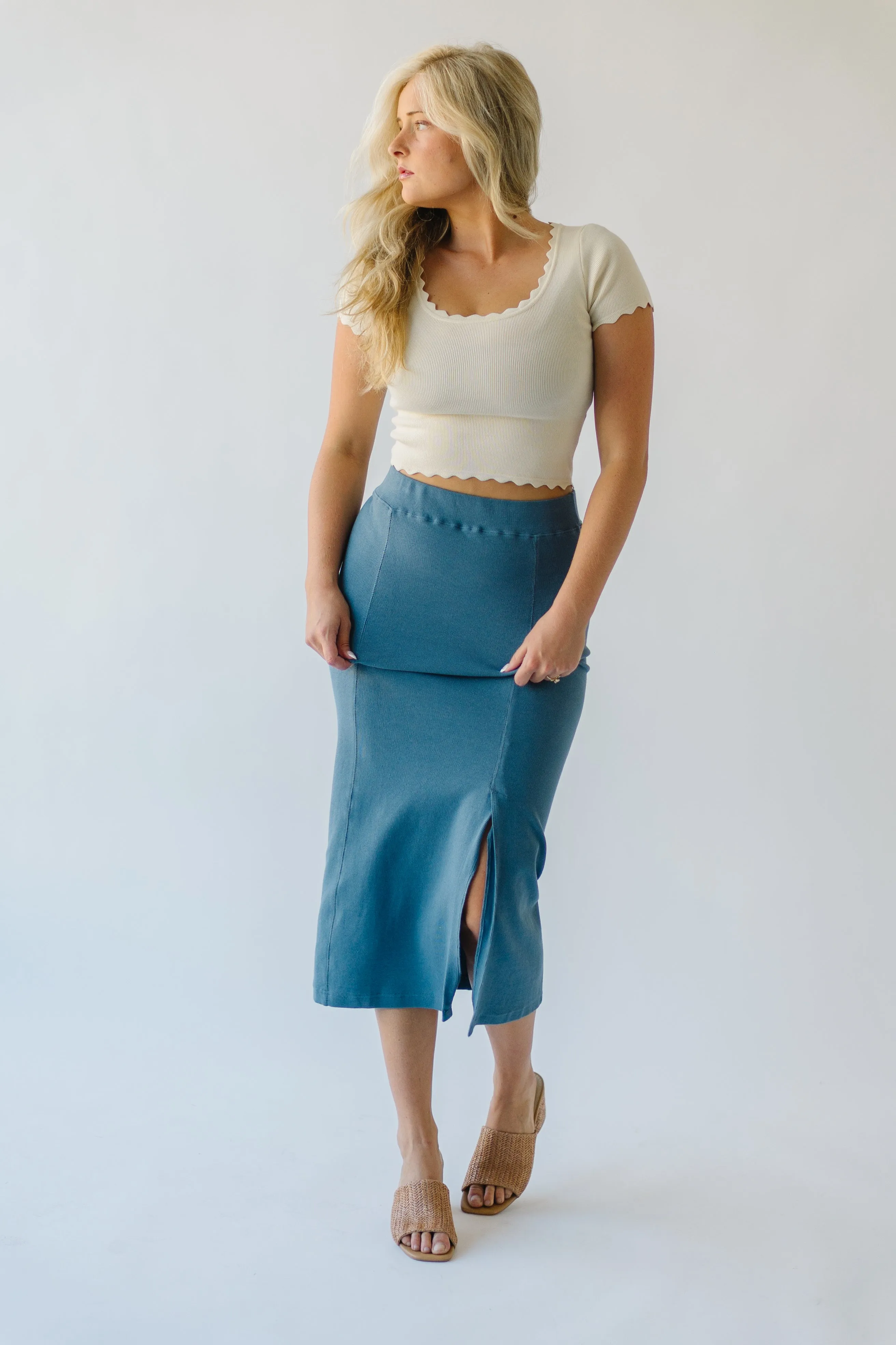 Dusty Blue Alpharetta Knit Skirt