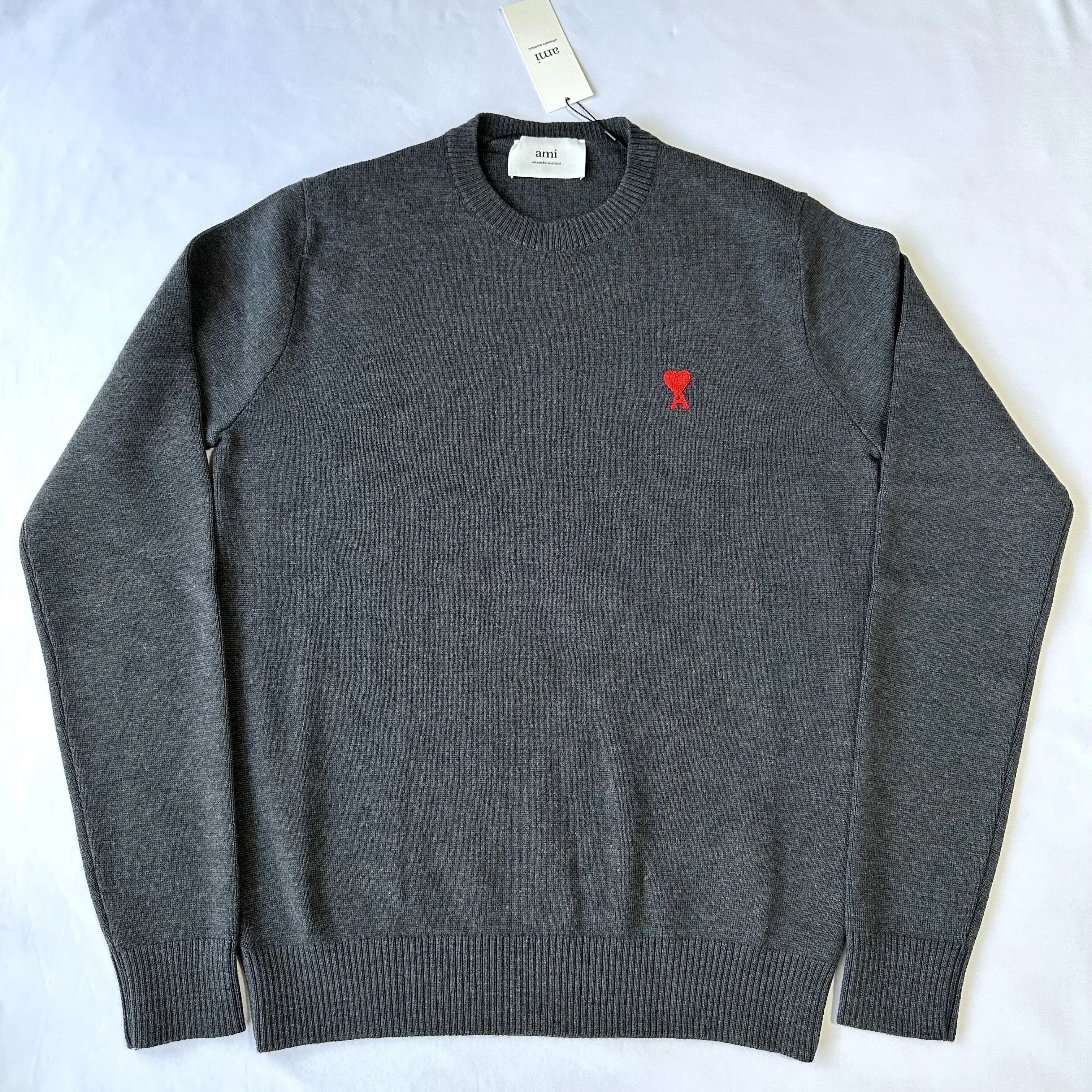 AMI Paris Heart Logo Wool Crew Neck Shirt