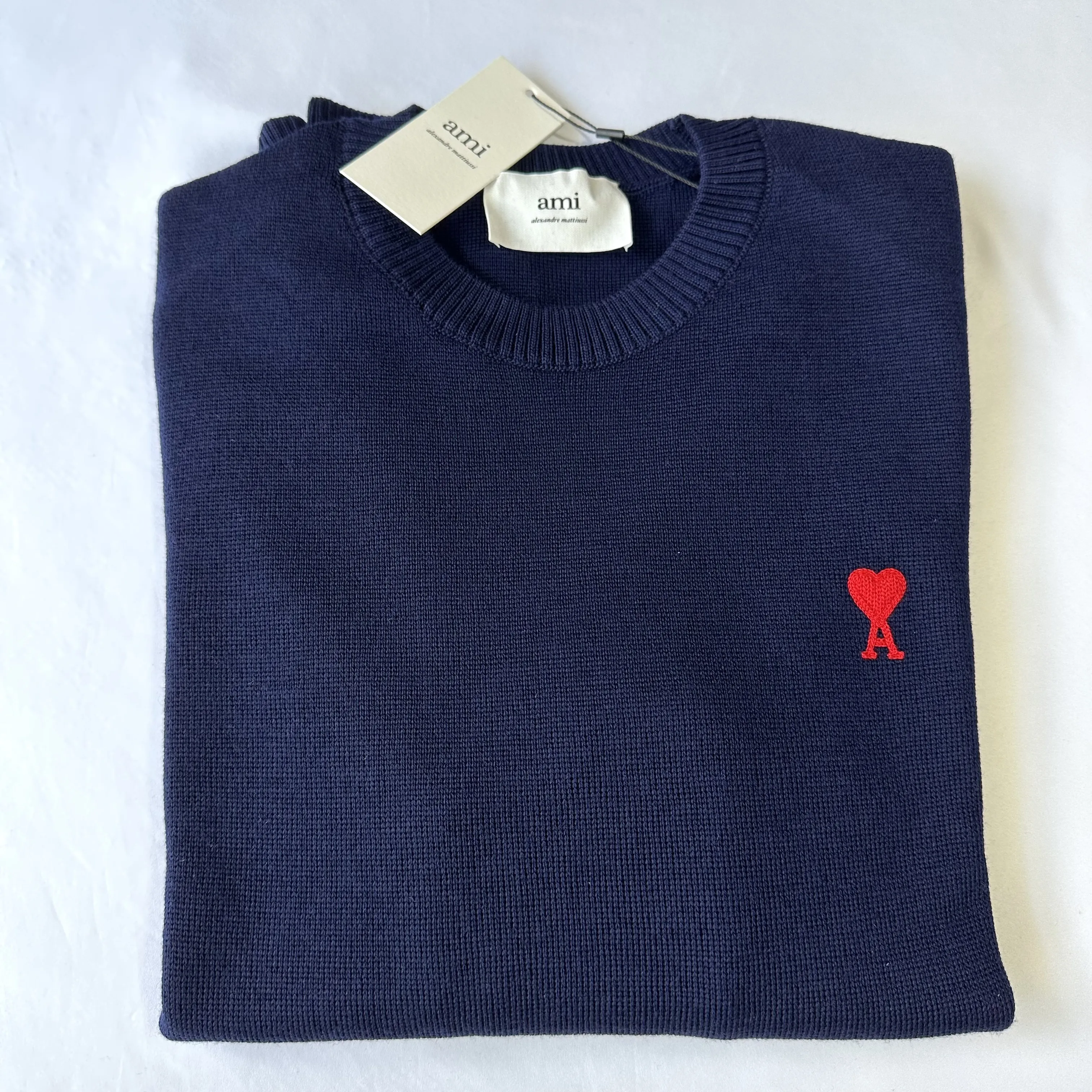 AMI Paris Heart Logo Wool Crew Neck Shirt