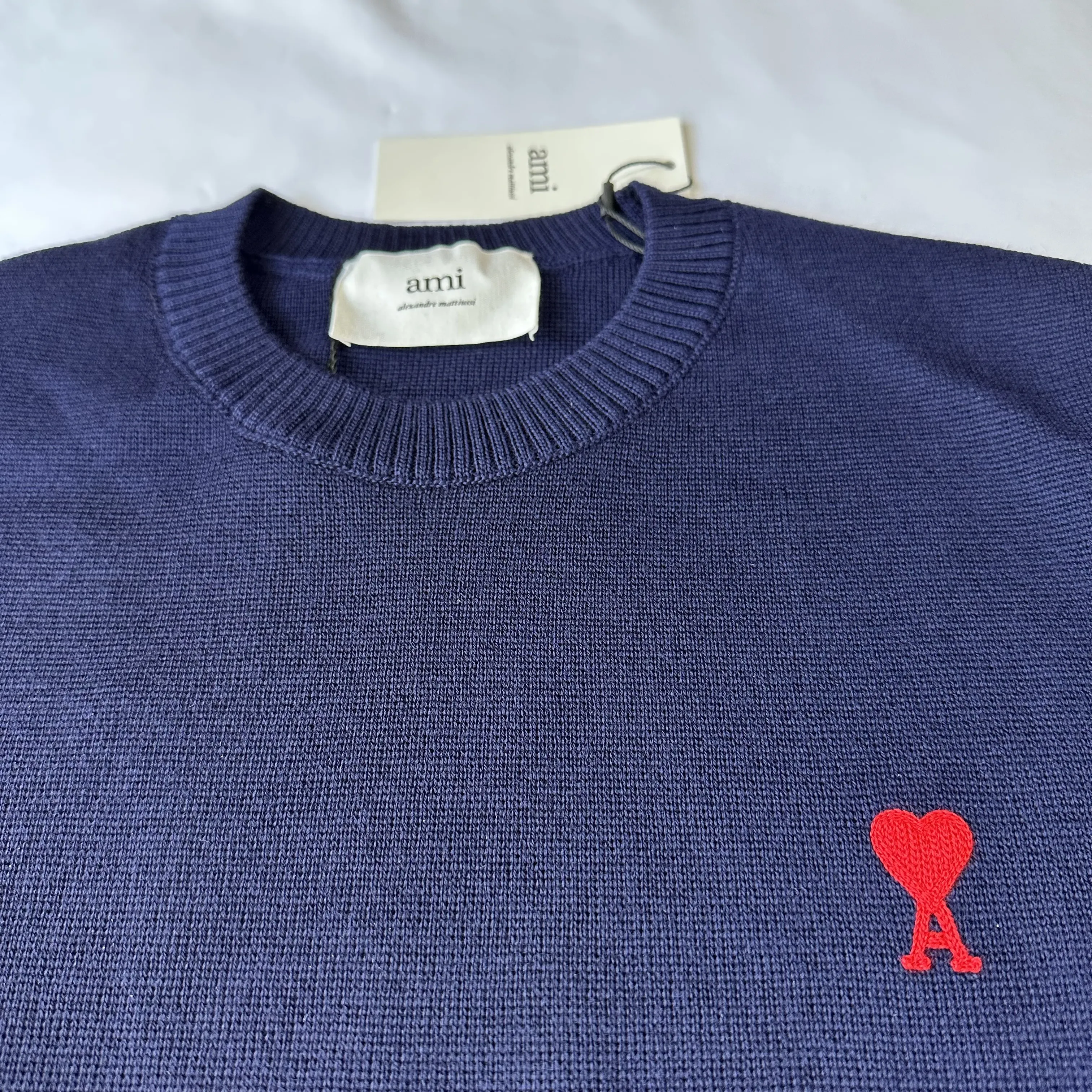 AMI Paris Heart Logo Wool Crew Neck Shirt