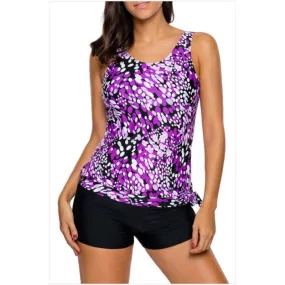 Attractive Plus Size Printed Tankini Swimwear