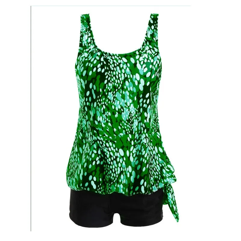 Attractive Plus Size Printed Tankini Swimwear