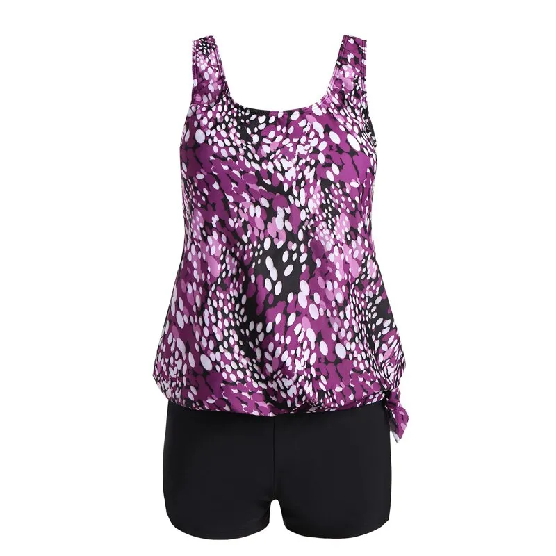 Attractive Plus Size Printed Tankini Swimwear