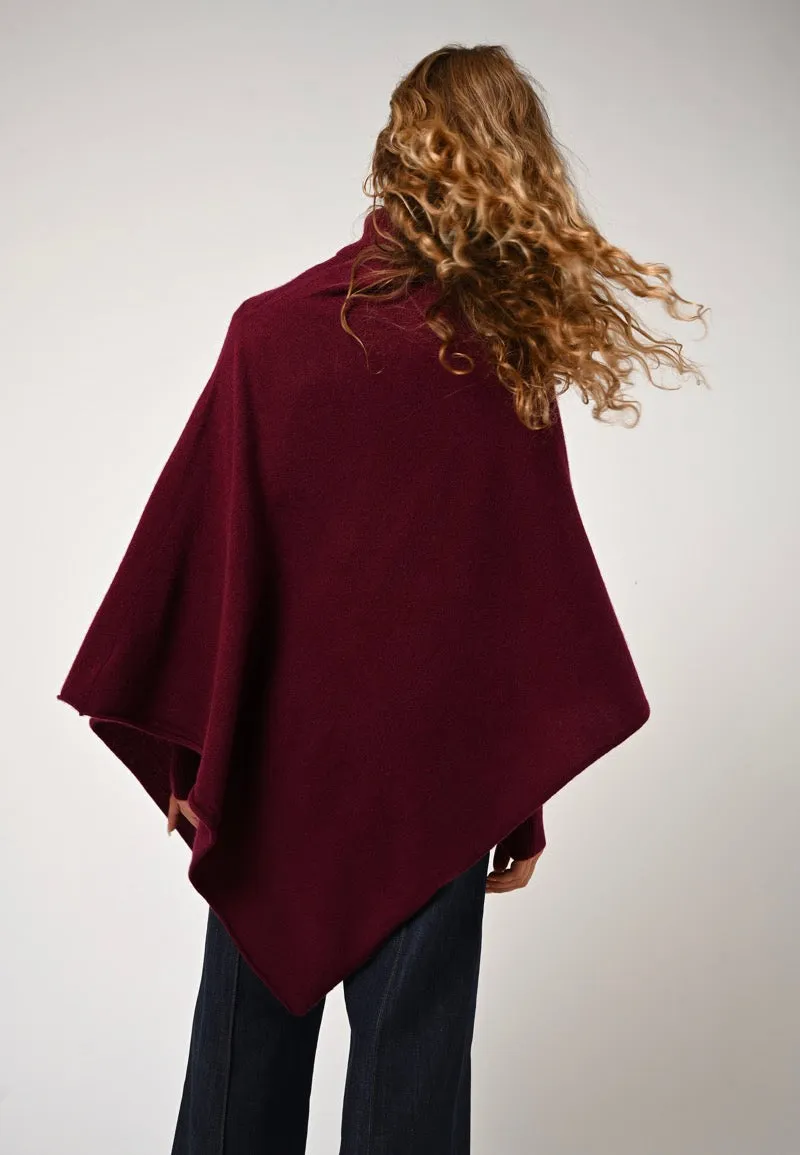 Bordeaux Cashmere Poncho Carra for Women