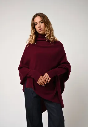 Bordeaux Cashmere Poncho Carra for Women