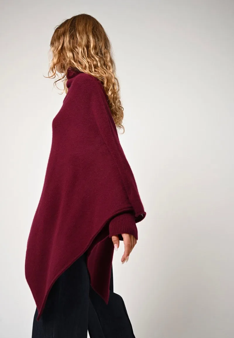 Bordeaux Cashmere Poncho Carra for Women