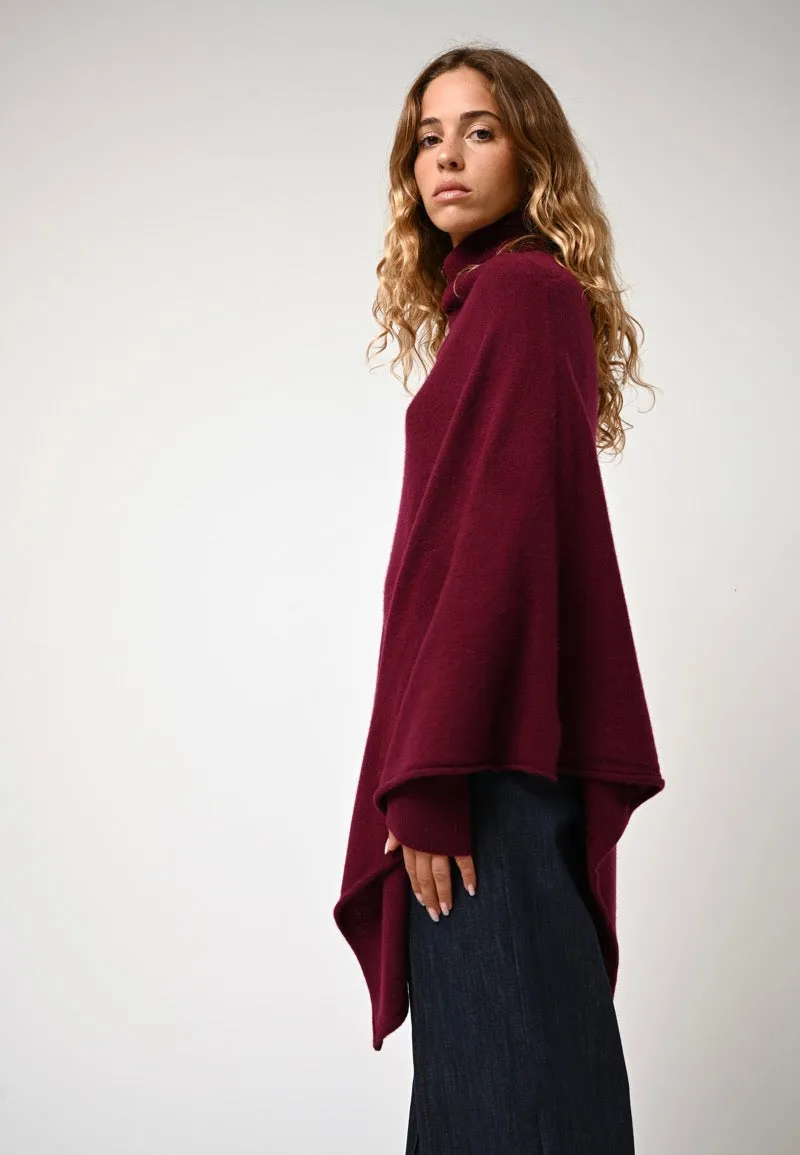 Bordeaux Cashmere Poncho Carra for Women