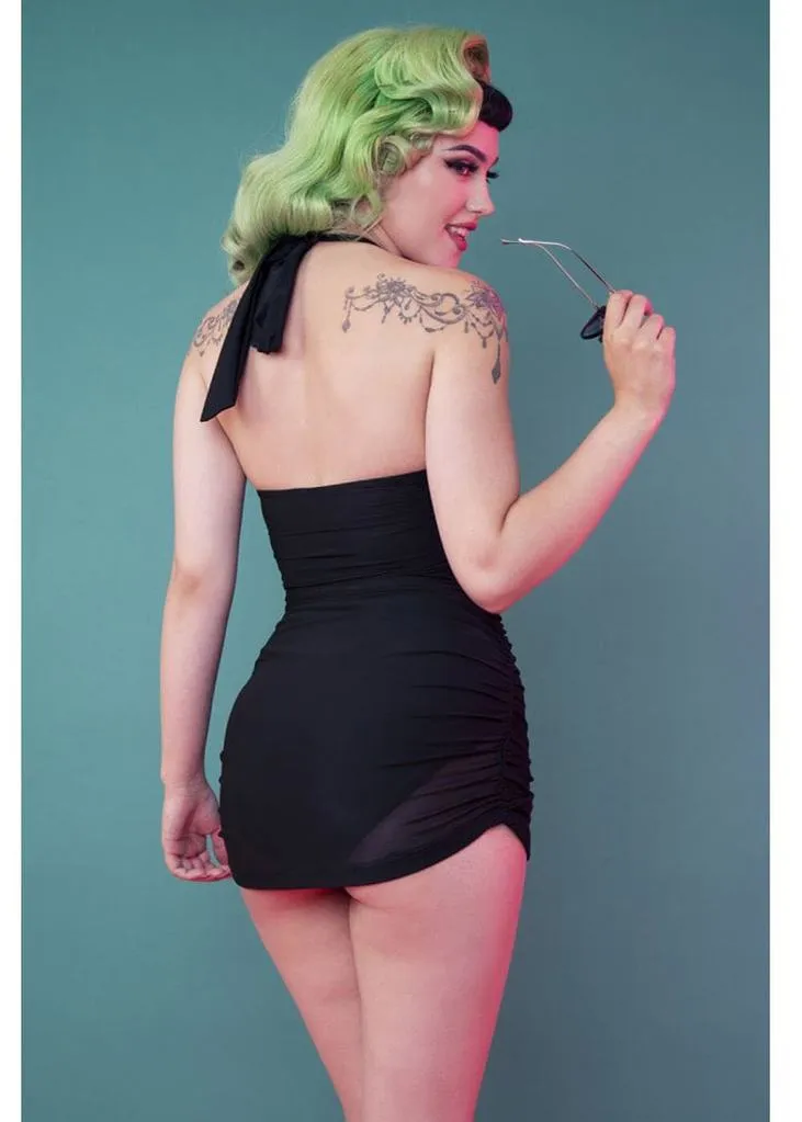 Black 50's Swimsuit with Mesh Overlay by Collectif x Playful Promises