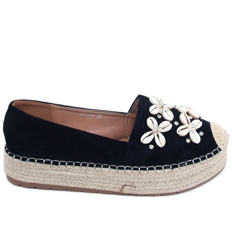 Black Espadrilles Adorned with Shells