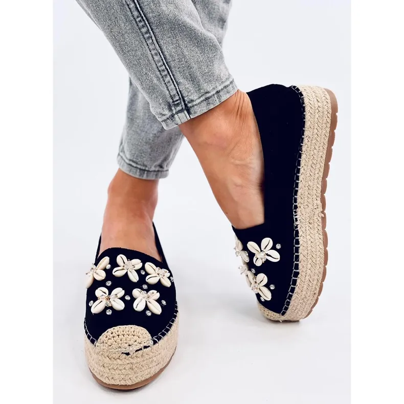 Black Espadrilles Adorned with Shells