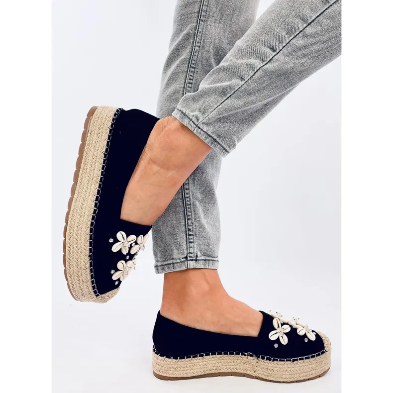 Black Espadrilles Adorned with Shells