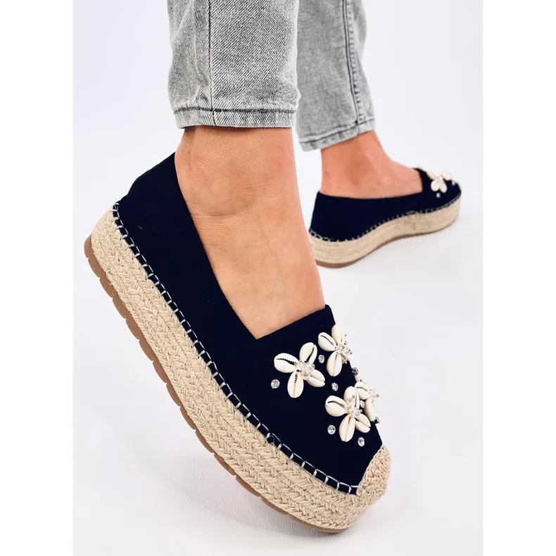 Black Espadrilles Adorned with Shells