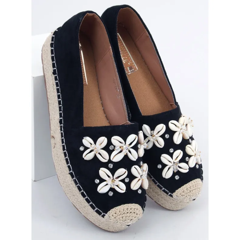 Black Espadrilles Adorned with Shells