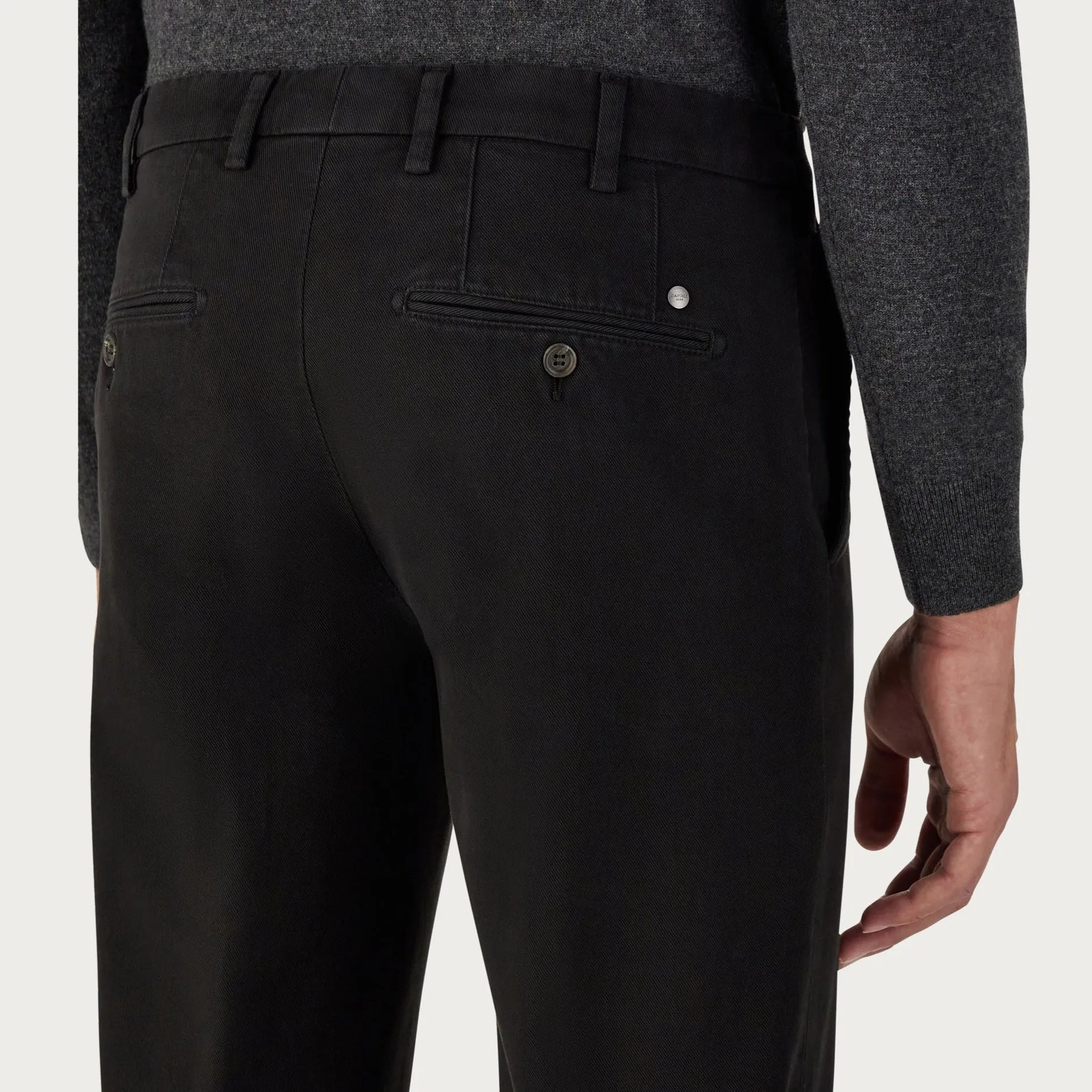 Men's Black Dyed Cotton Twill Chinos