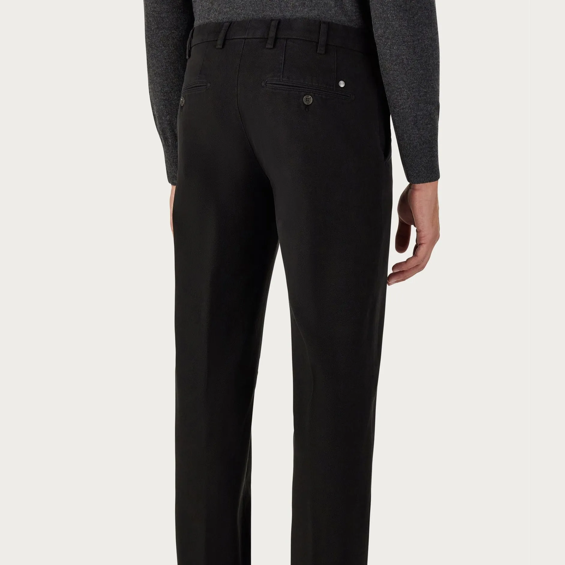 Men's Black Dyed Cotton Twill Chinos