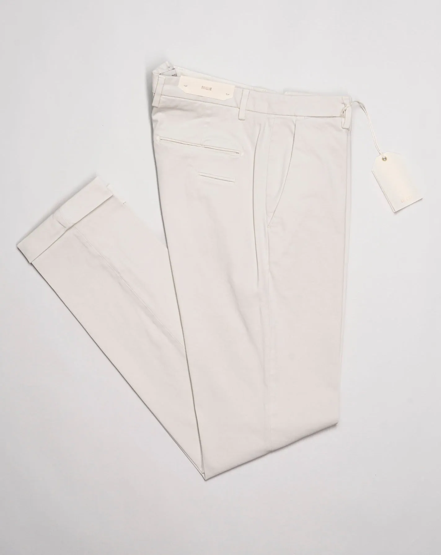 Bright Garment Dyed Off White Cotton Chinos