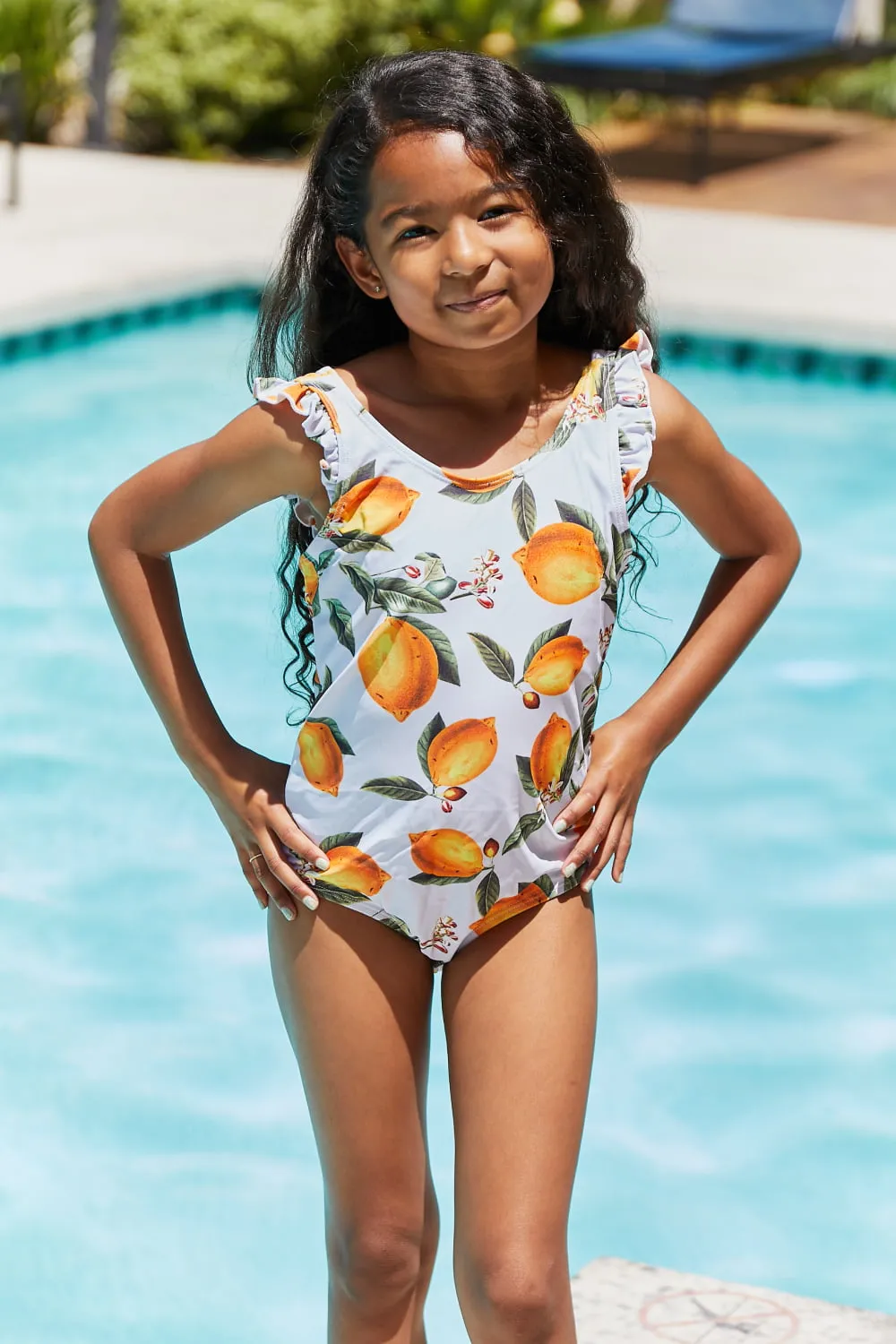 Ruffled Citrus Orange One-Piece Swimsuit