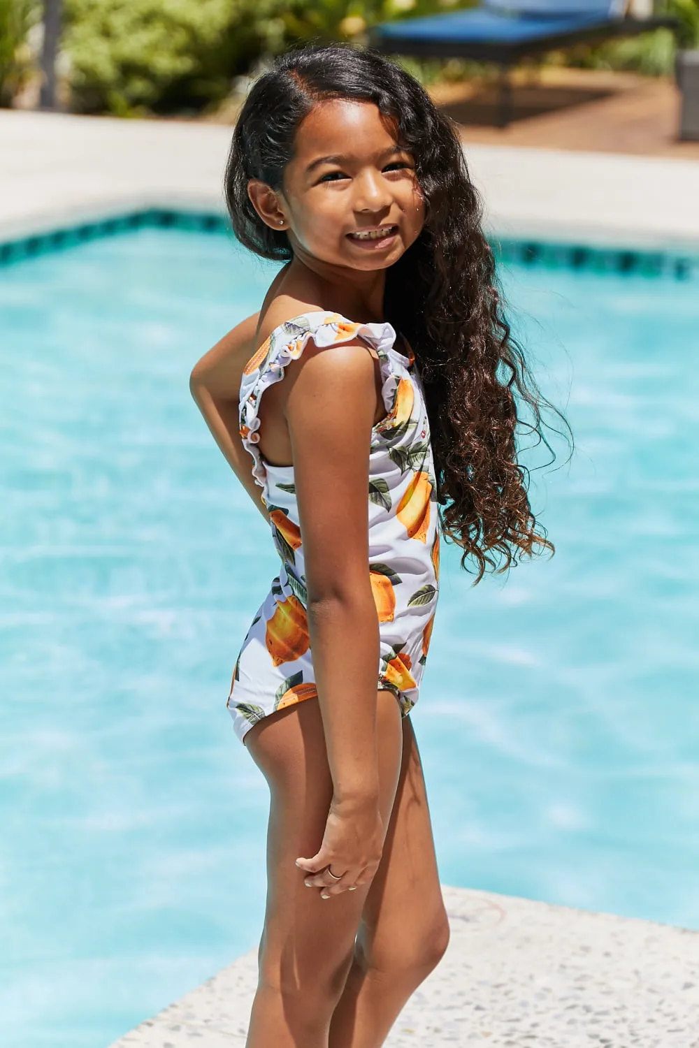 Ruffled Citrus Orange One-Piece Swimsuit