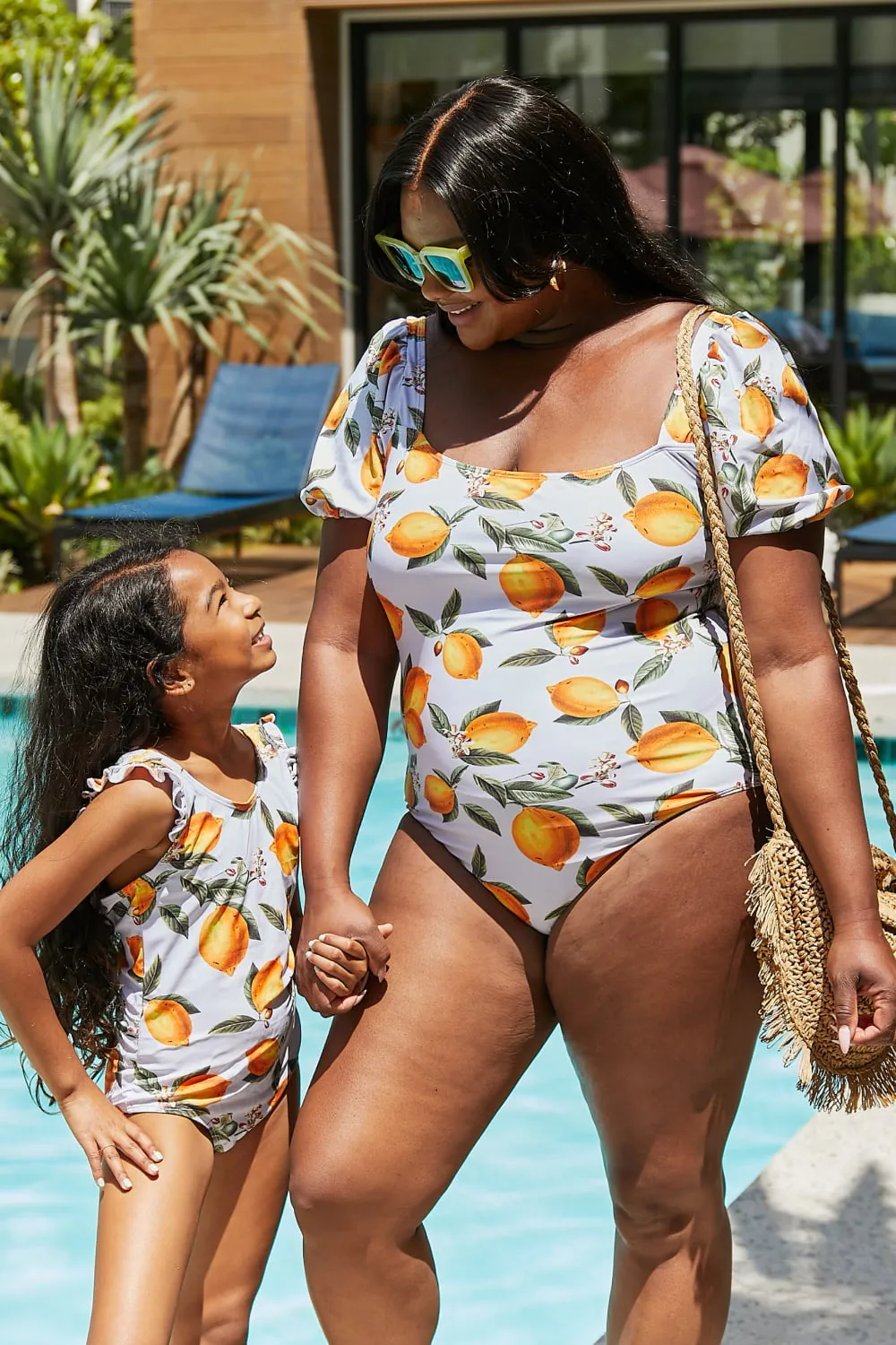 Ruffled Citrus Orange One-Piece Swimsuit