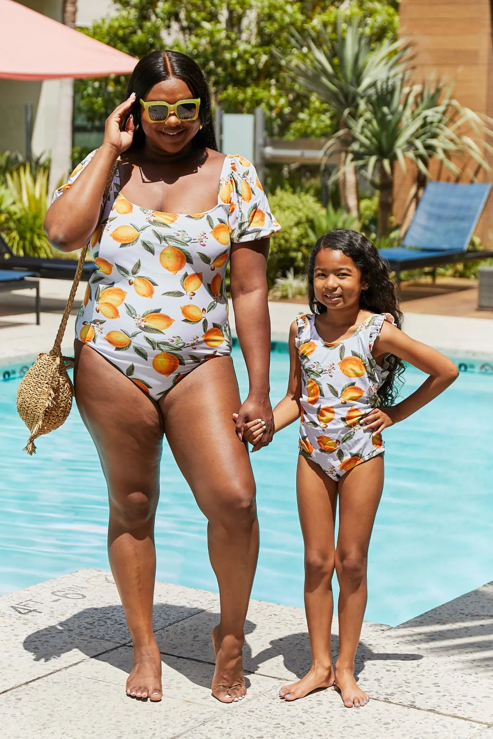 Ruffled Citrus Orange One-Piece Swimsuit