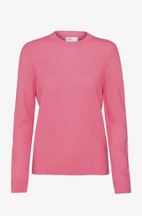 Bubblegum Pink Merino Wool Crew Neck Jumper - Size Large