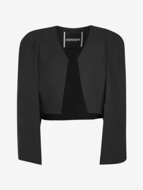 Buttonless Crop Jacket with Straps,