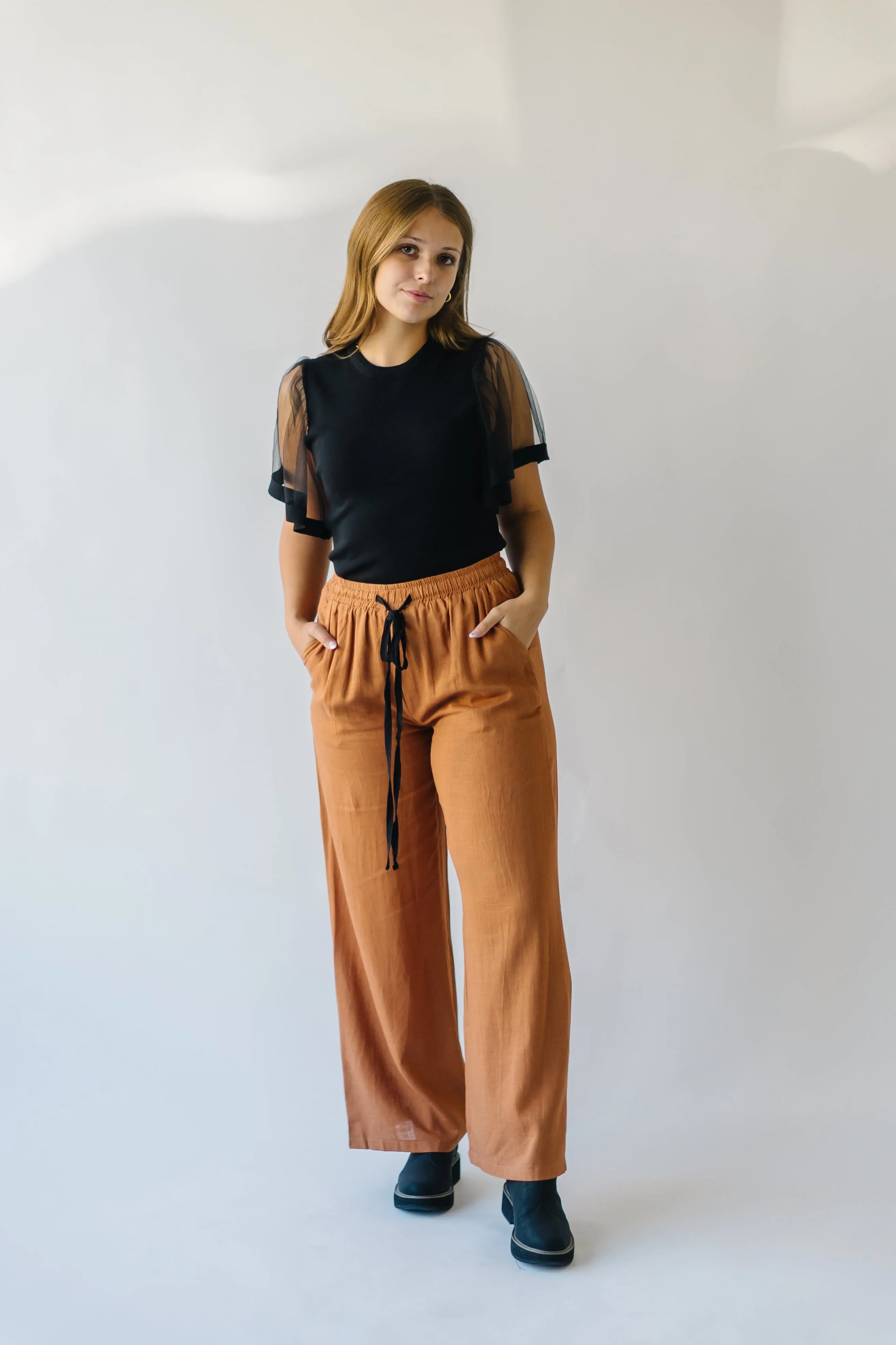 Camel Linen Tie Pants