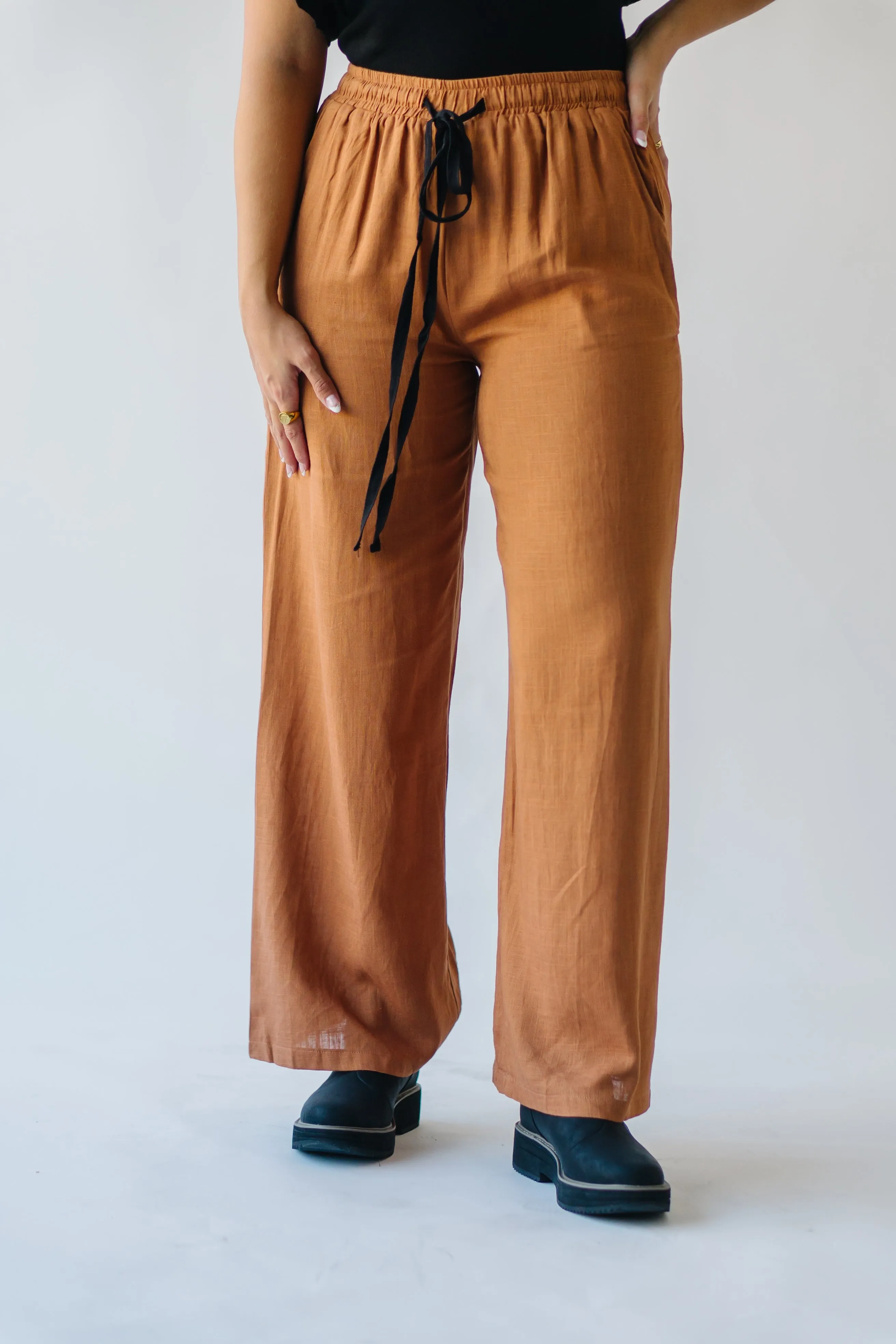 Camel Linen Tie Pants