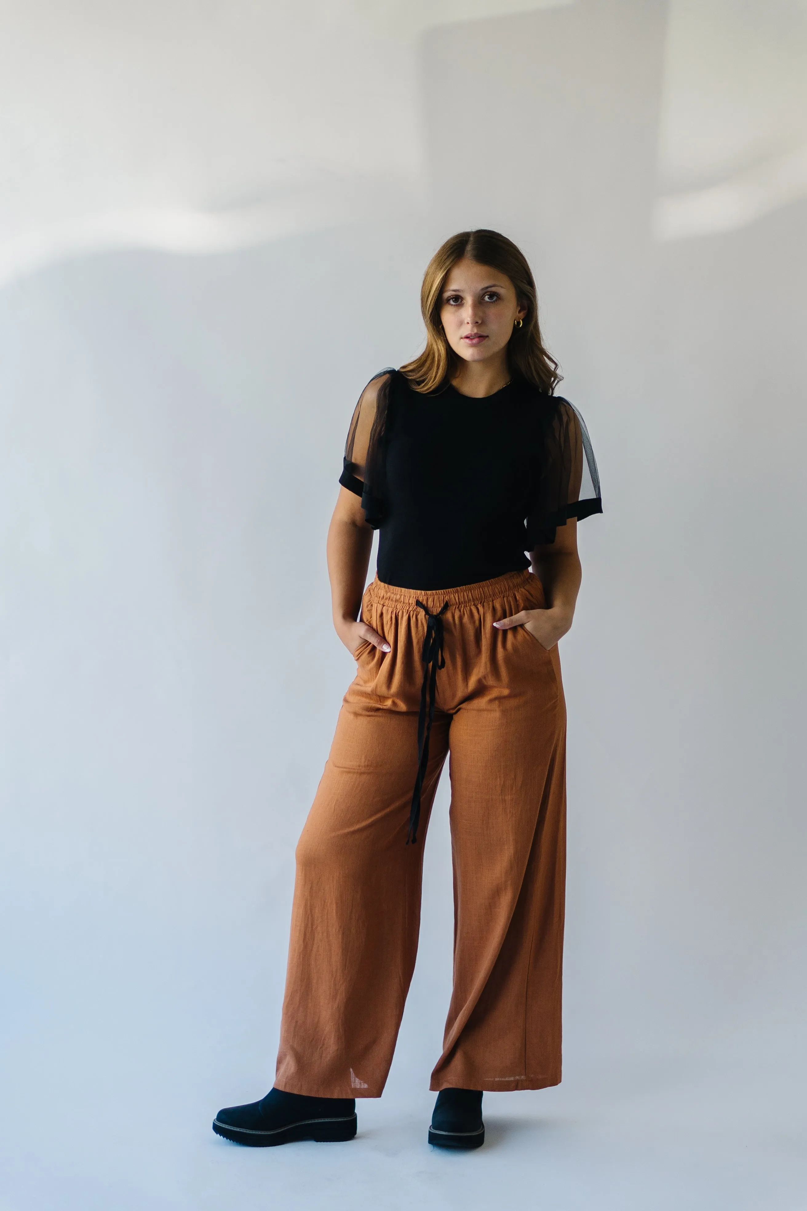 Camel Linen Tie Pants