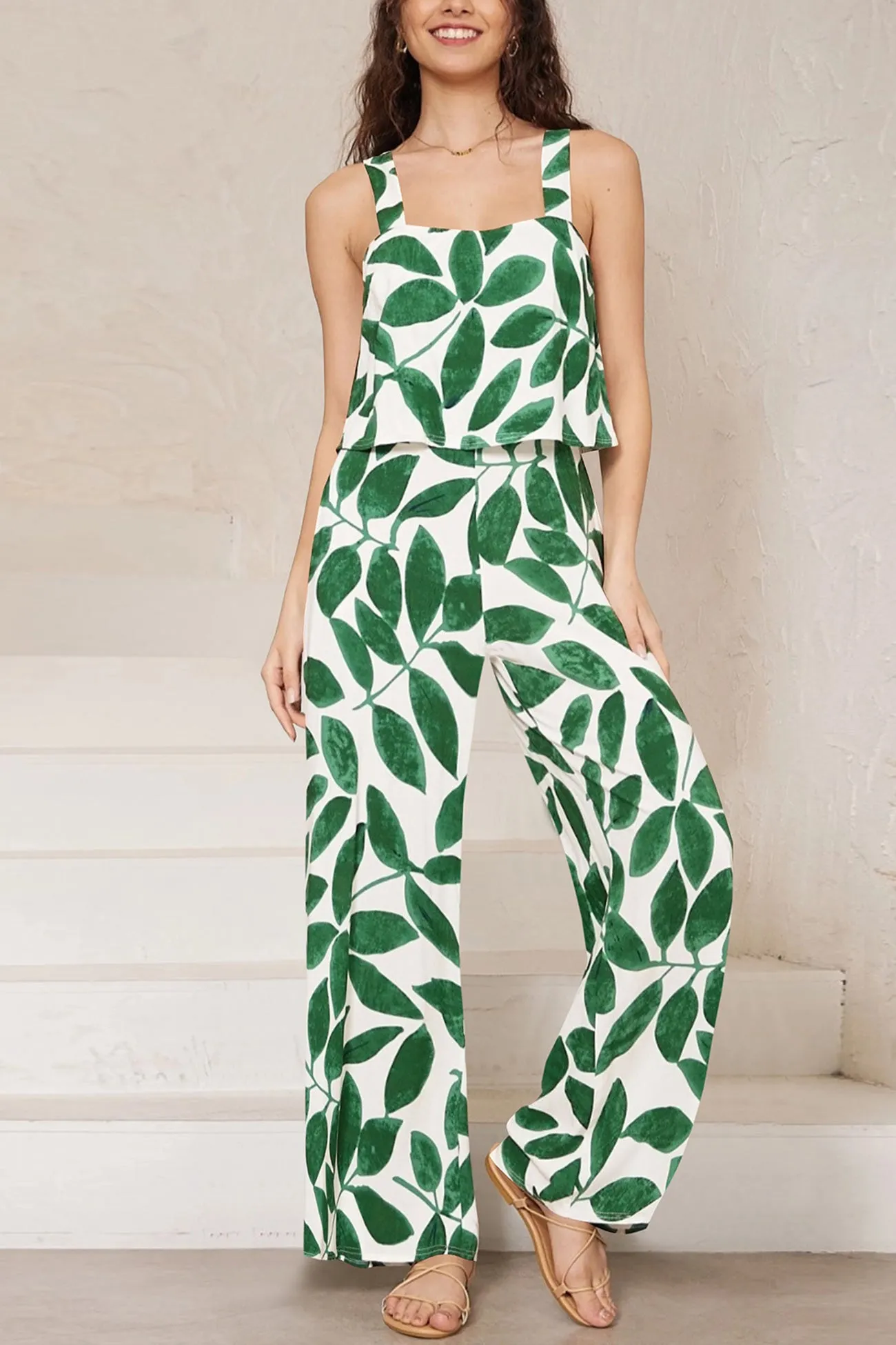 Printed Wide Leg Jumpsuits