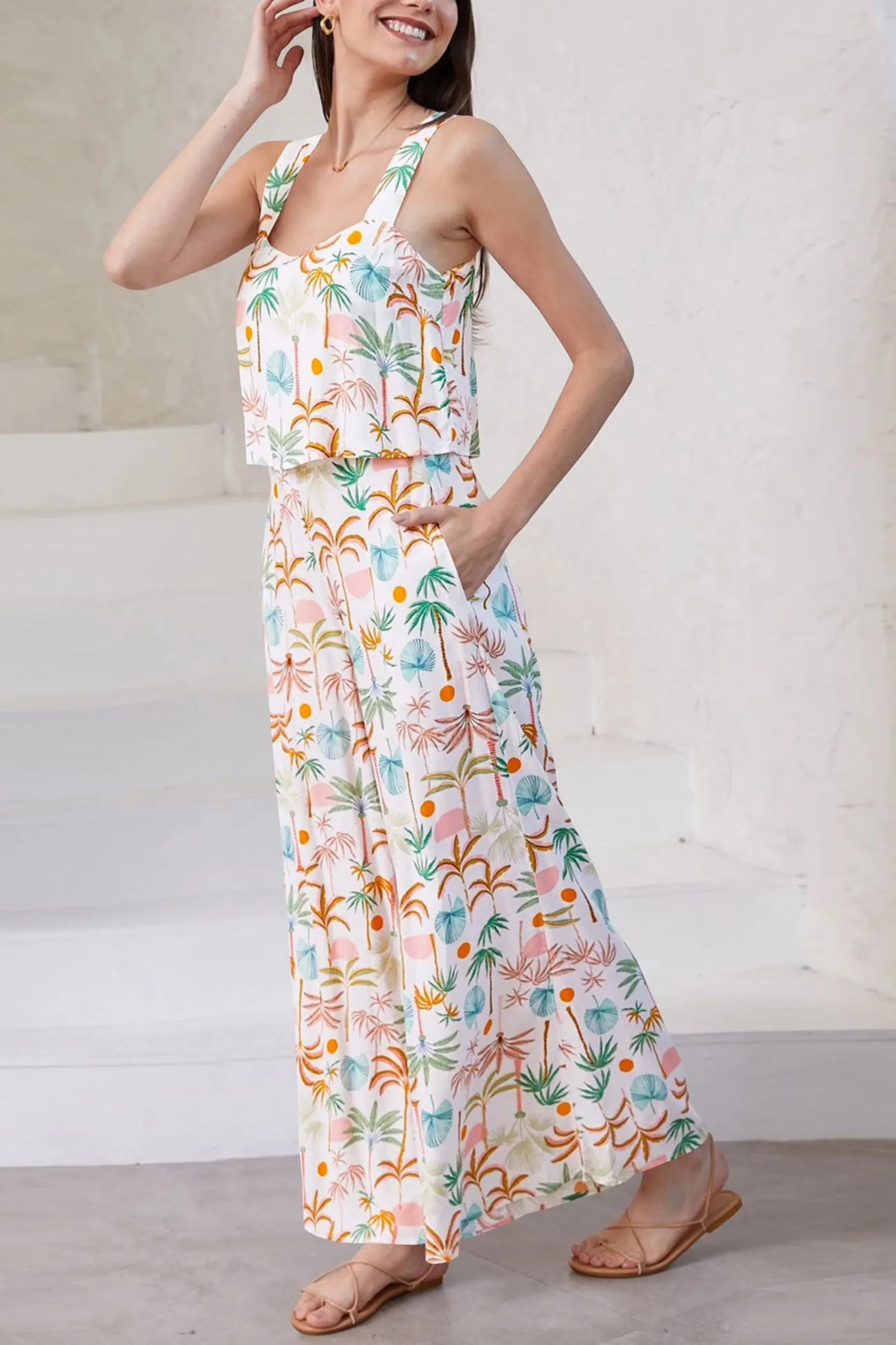 Printed Wide Leg Jumpsuits