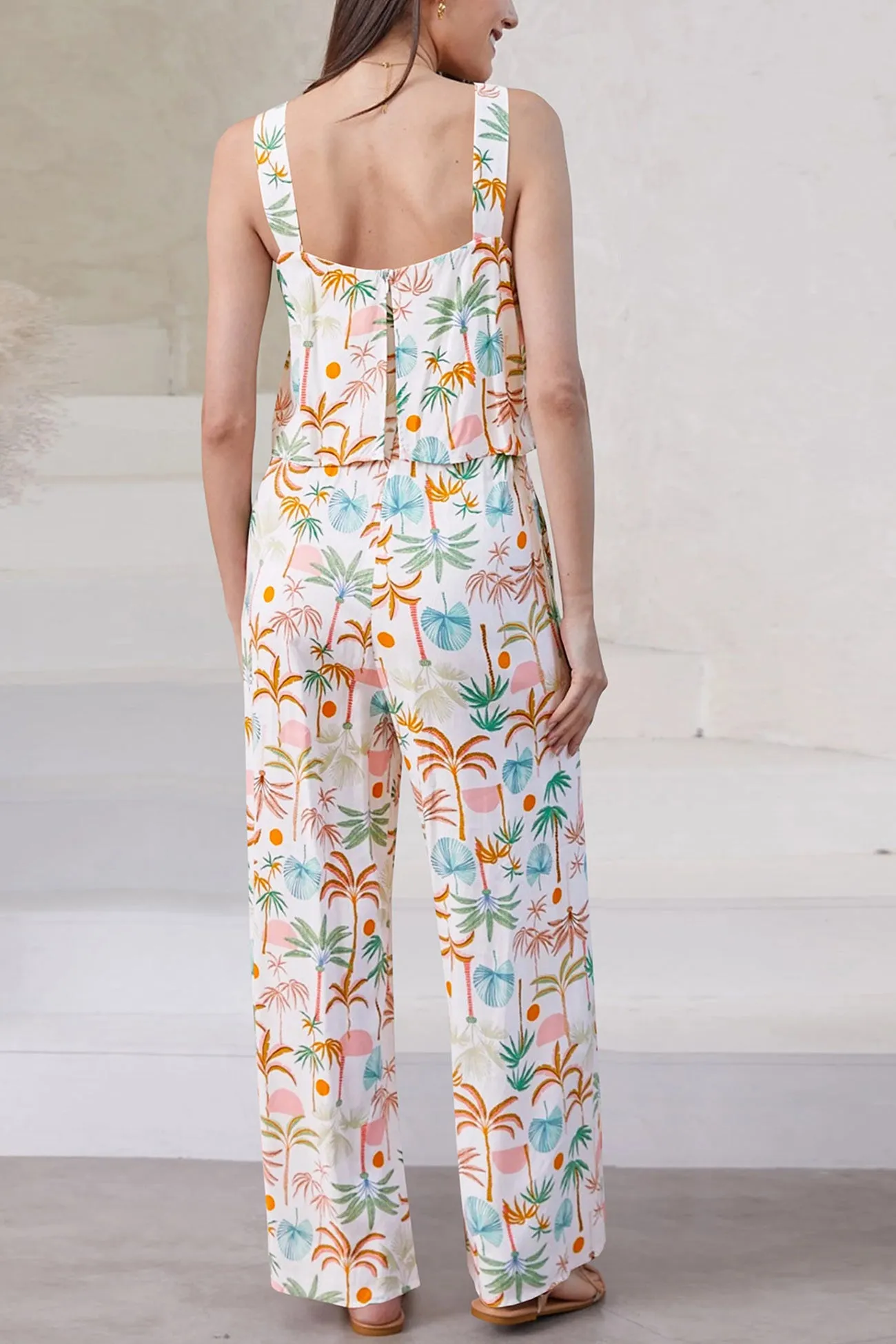 Printed Wide Leg Jumpsuits