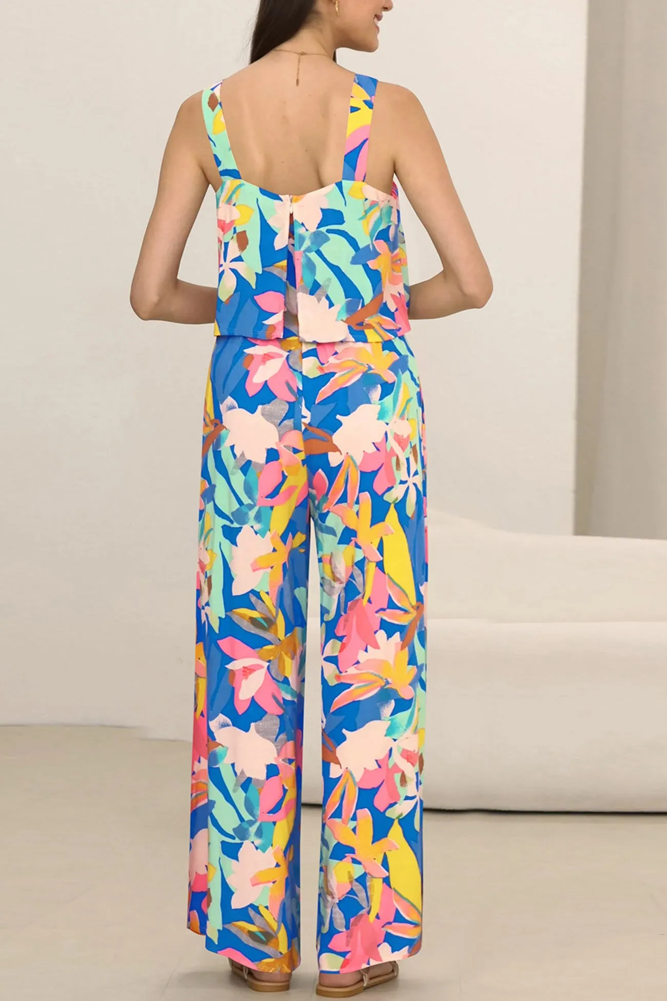 Printed Wide Leg Jumpsuits