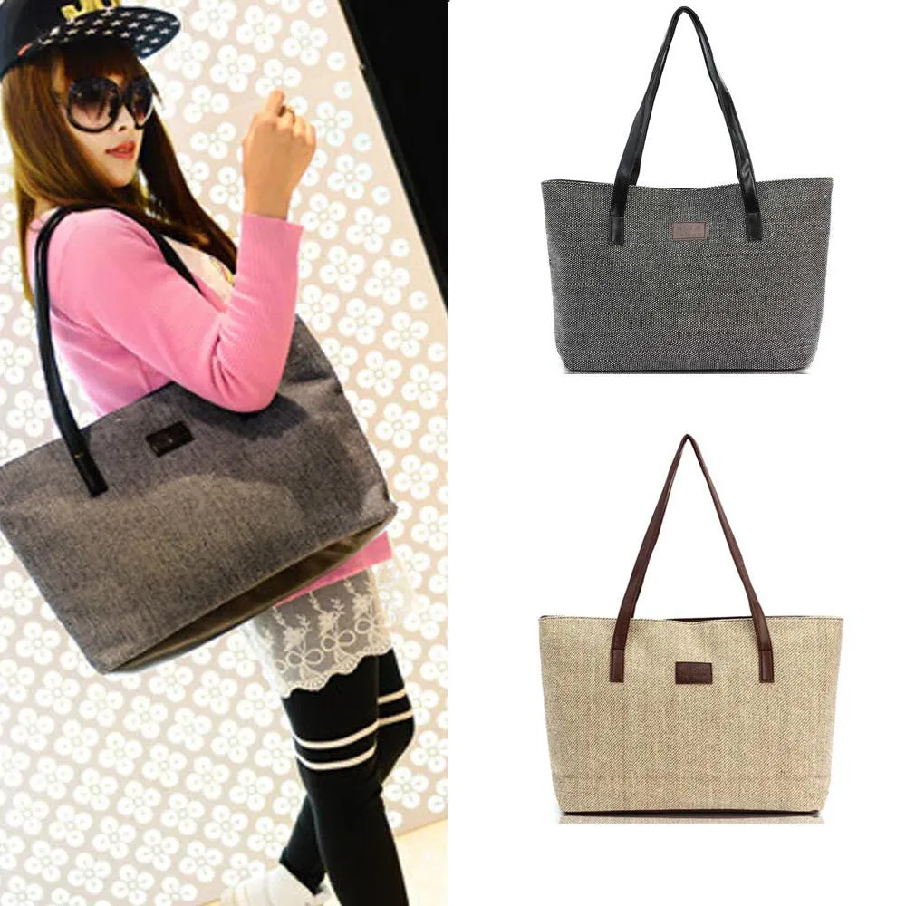 Canvas Handbag Casual Tote Shoulder Bags Portable Large Capacity Shopping Totes Style Bolsos Women