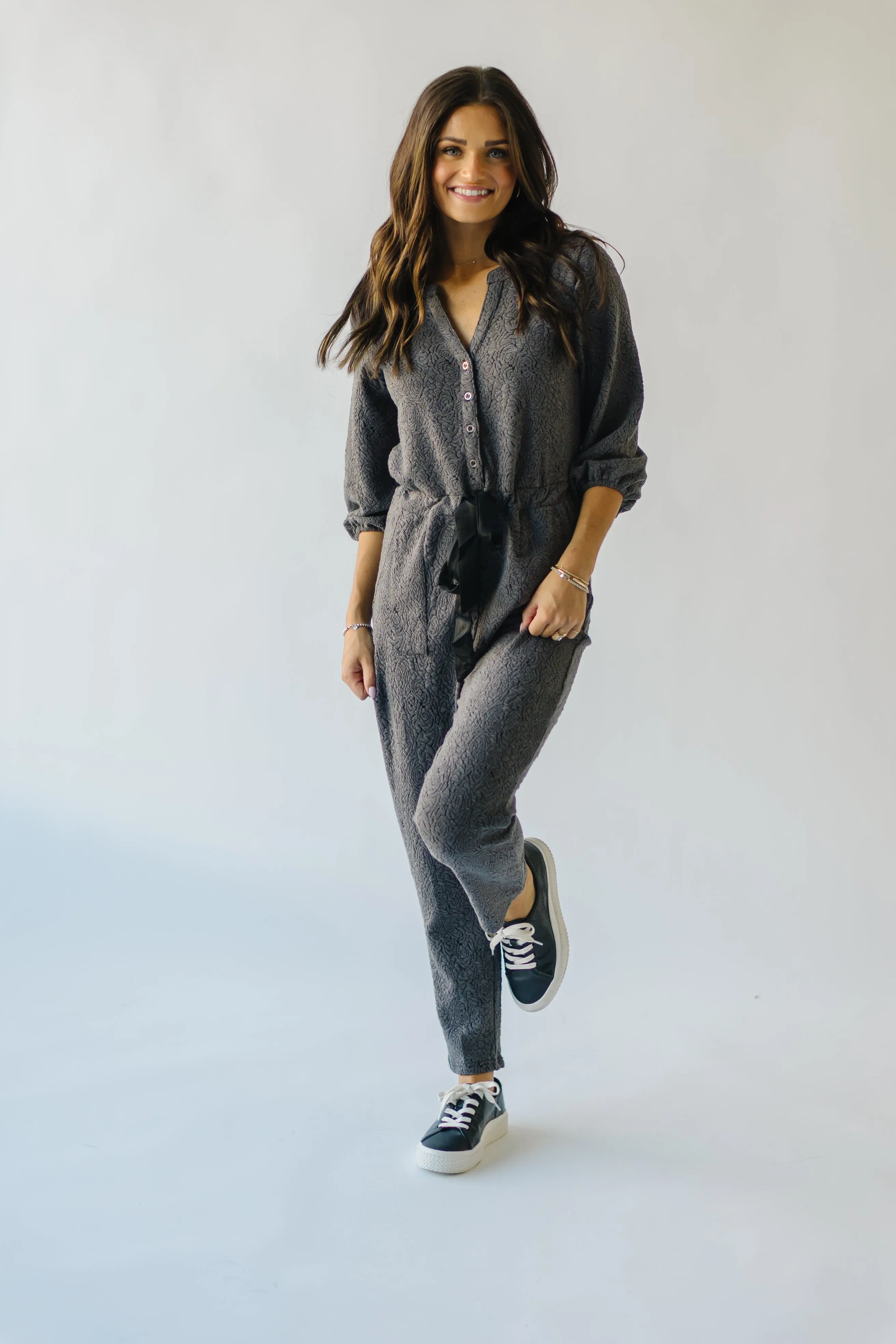 Charcoal V-Neck Jumpsuit