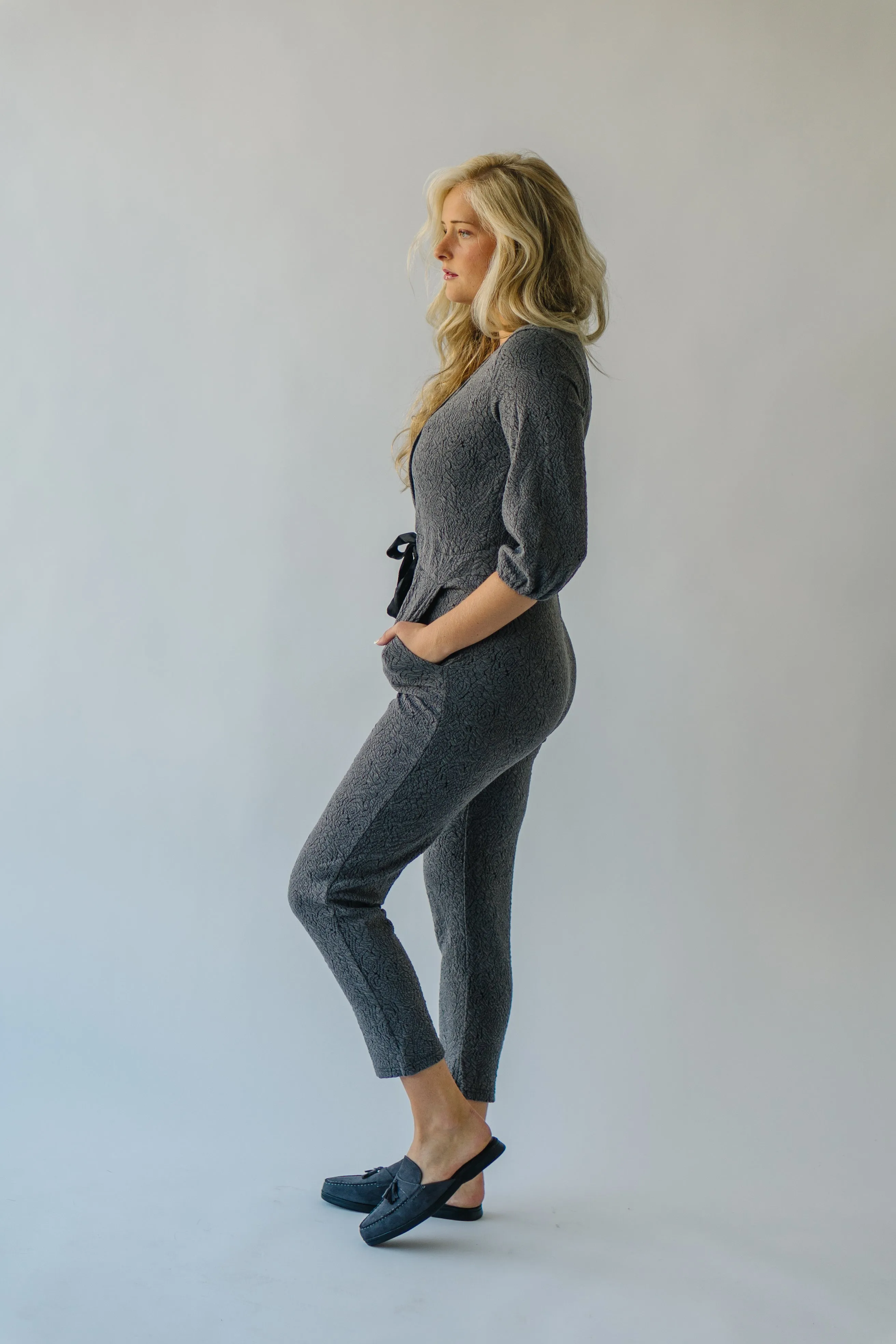 Charcoal V-Neck Jumpsuit