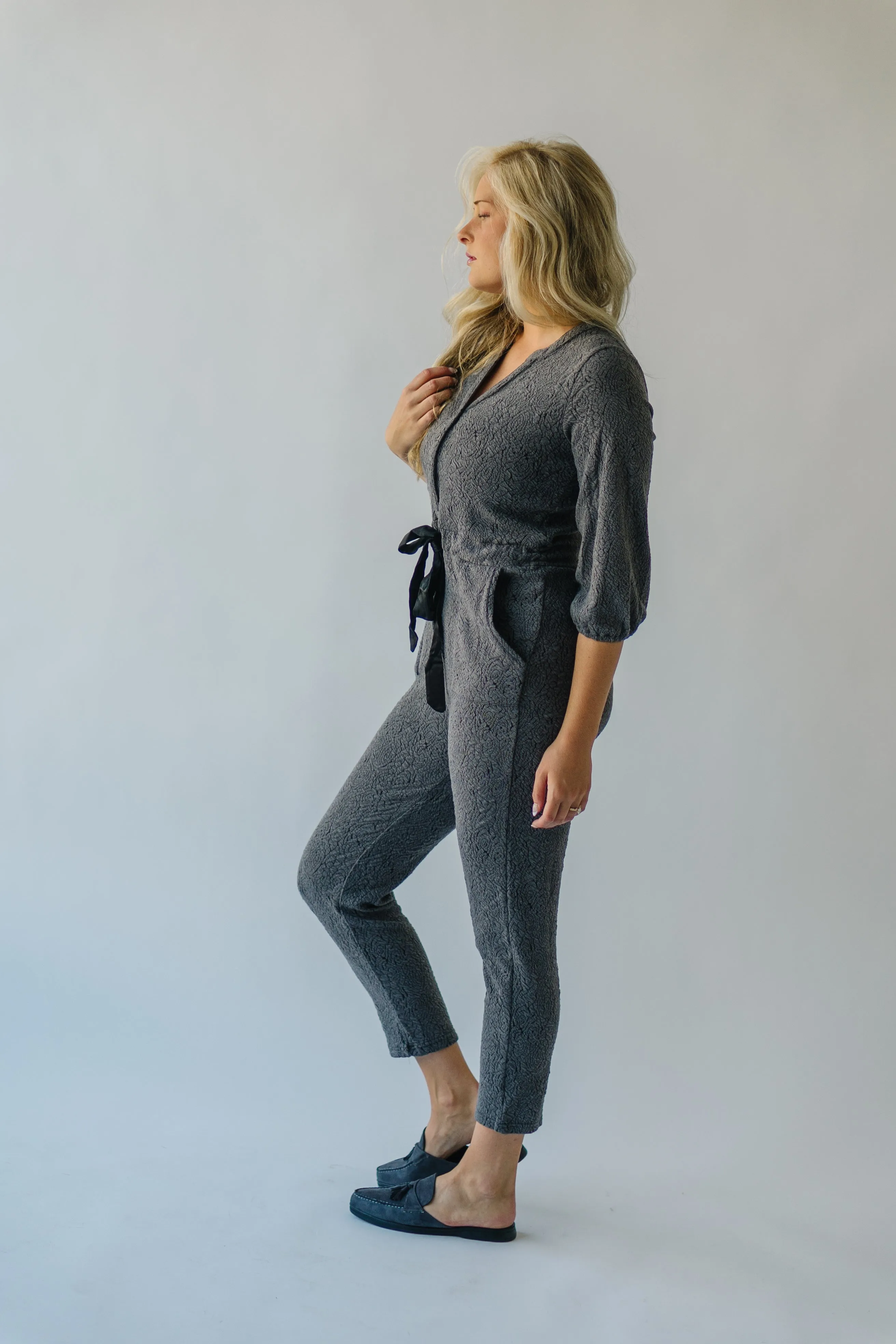 Charcoal V-Neck Jumpsuit