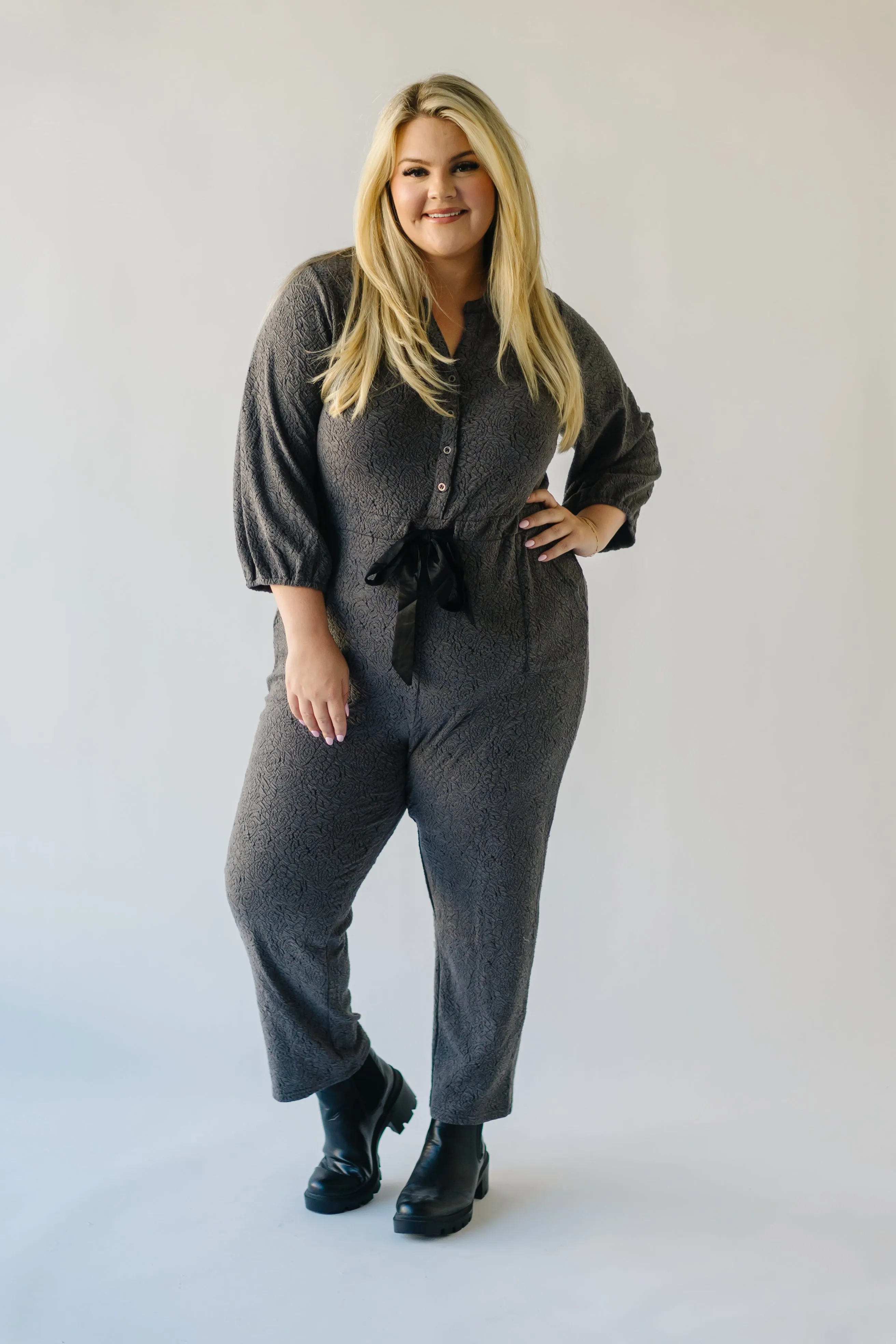 Charcoal V-Neck Jumpsuit