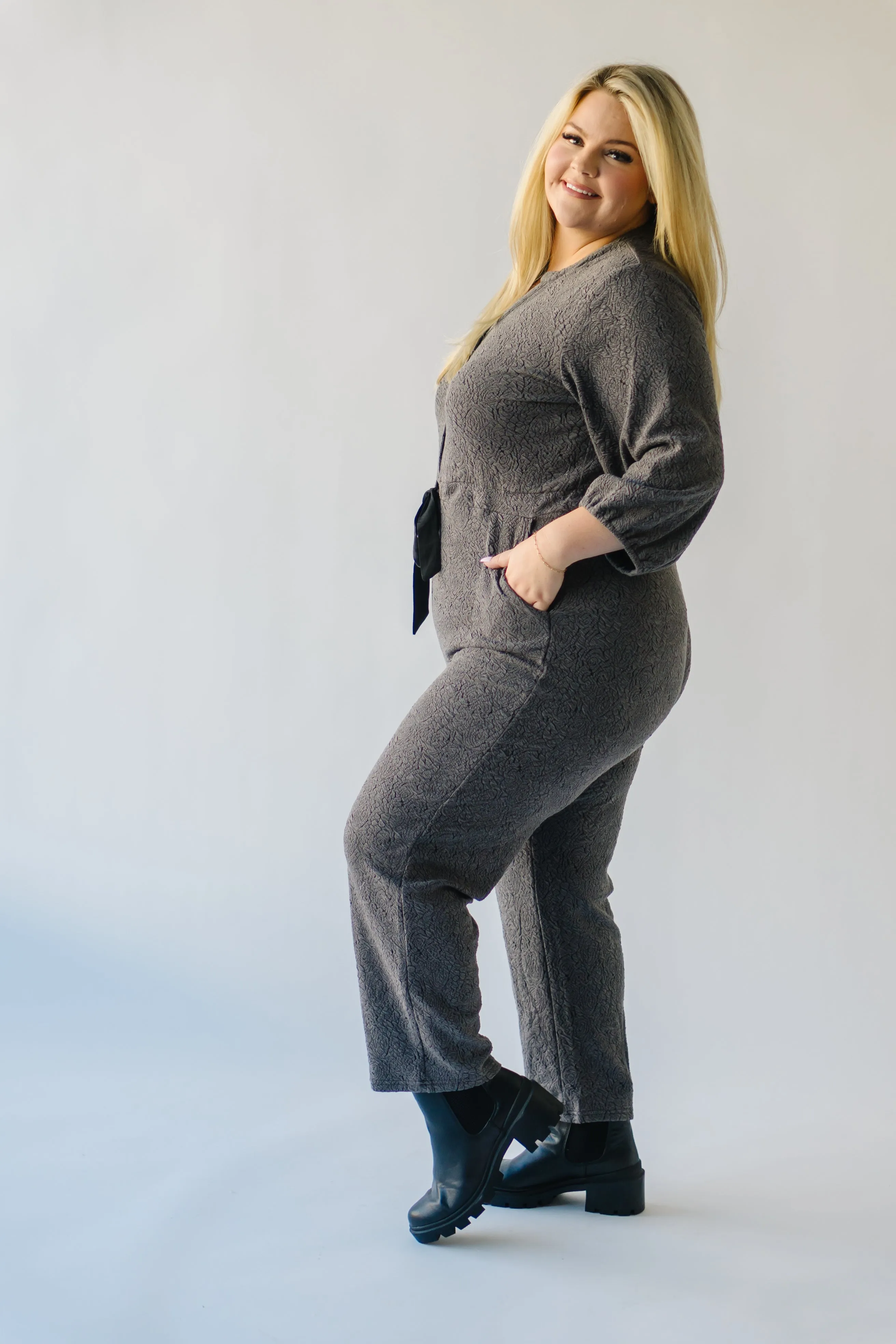 Charcoal V-Neck Jumpsuit