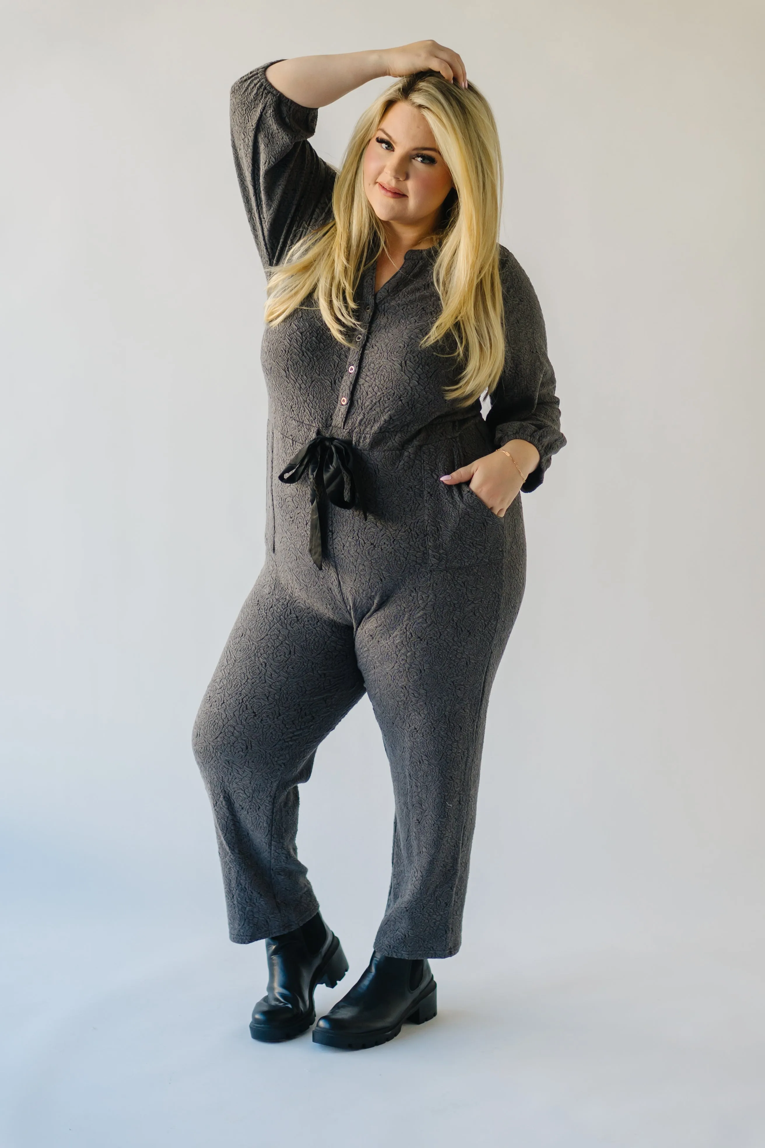 Charcoal V-Neck Jumpsuit