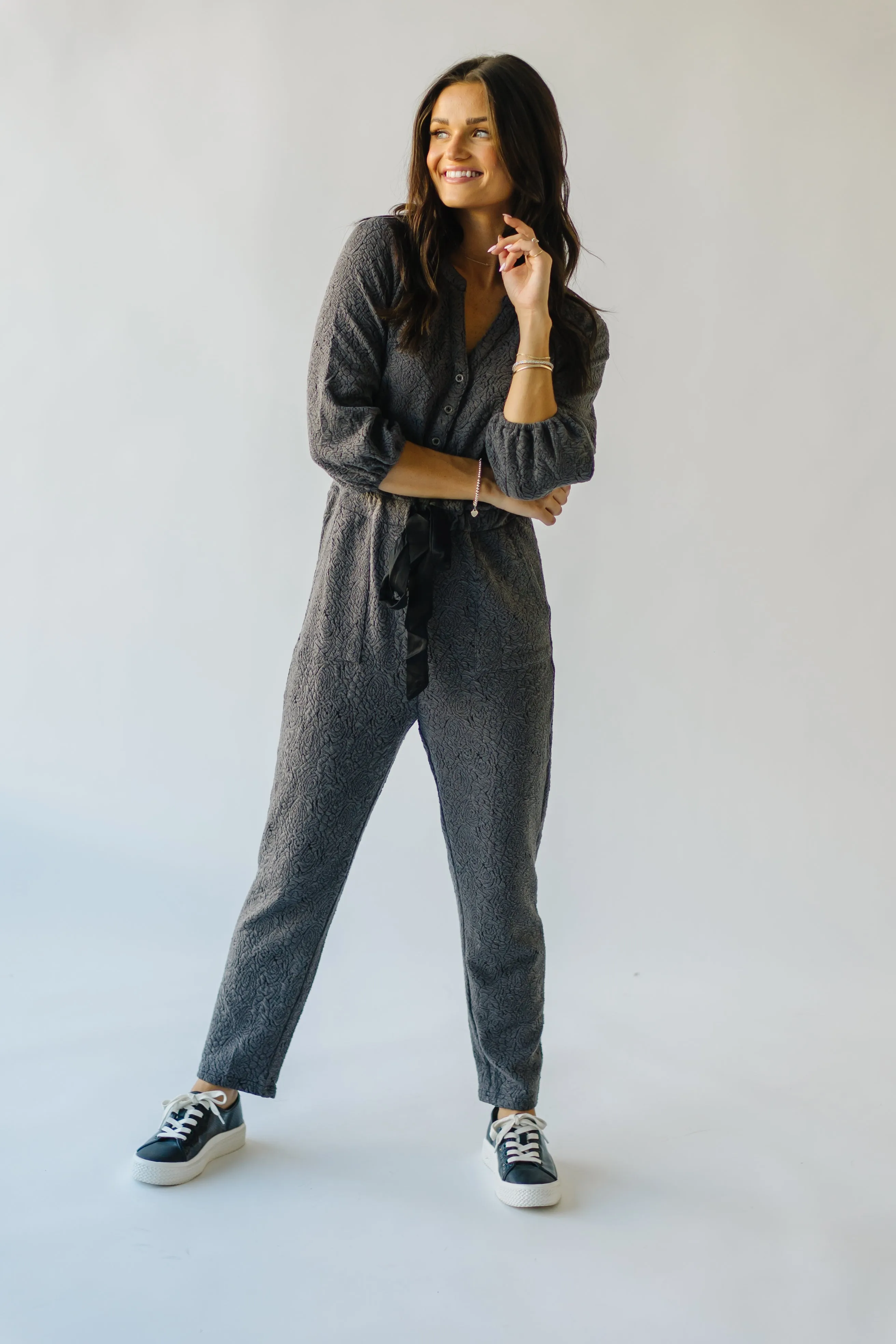 Charcoal V-Neck Jumpsuit