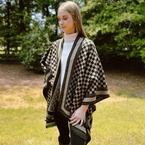 Plaid Poncho with Fringe Sleeves, Available in 5 Colors