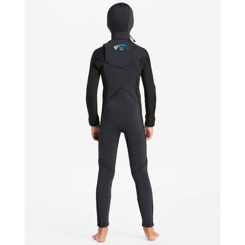 Wetsuit with Zippered Chest and Hood for Kids in Muted Surf Tones