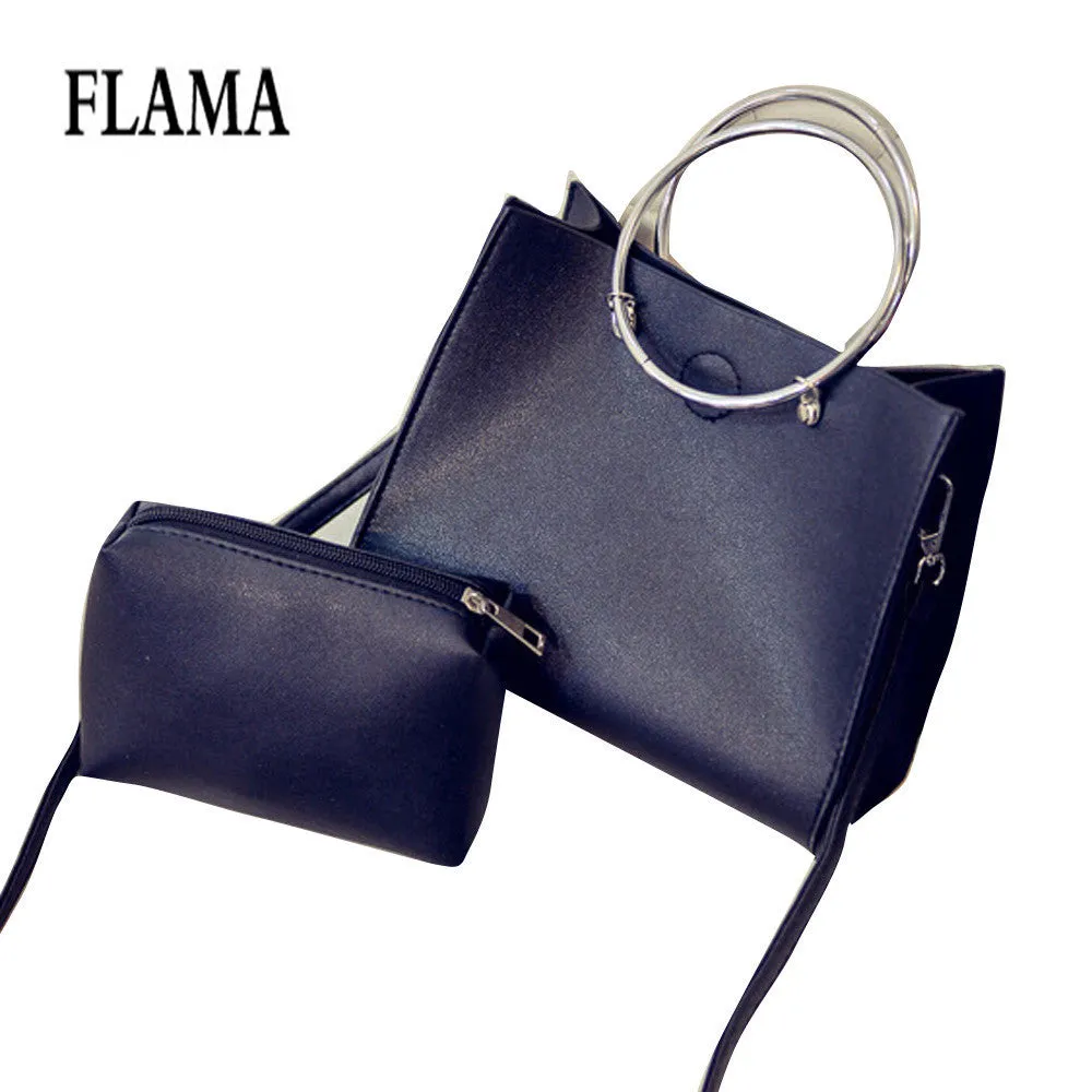 Classic 2pcs PU Leather Tote Bag