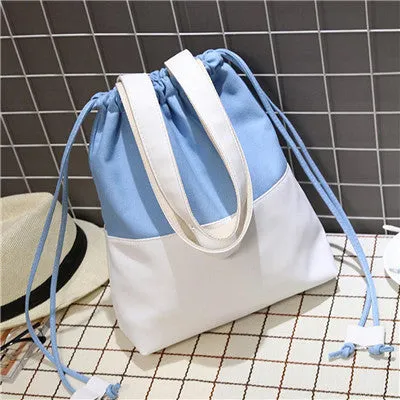 Colorful Canvas Drawstring Messenger Bag for Women