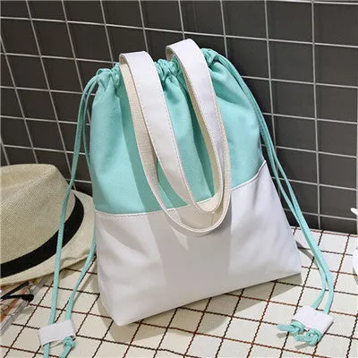 Colorful Canvas Drawstring Messenger Bag for Women