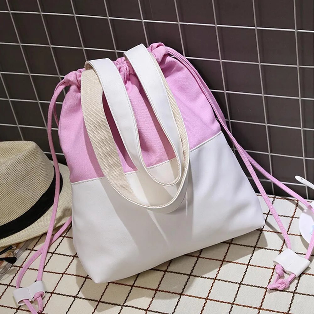 Colorful Canvas Drawstring Messenger Bag for Women